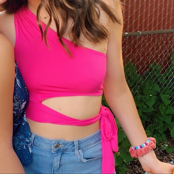 Tops - One shoulder tie crop top